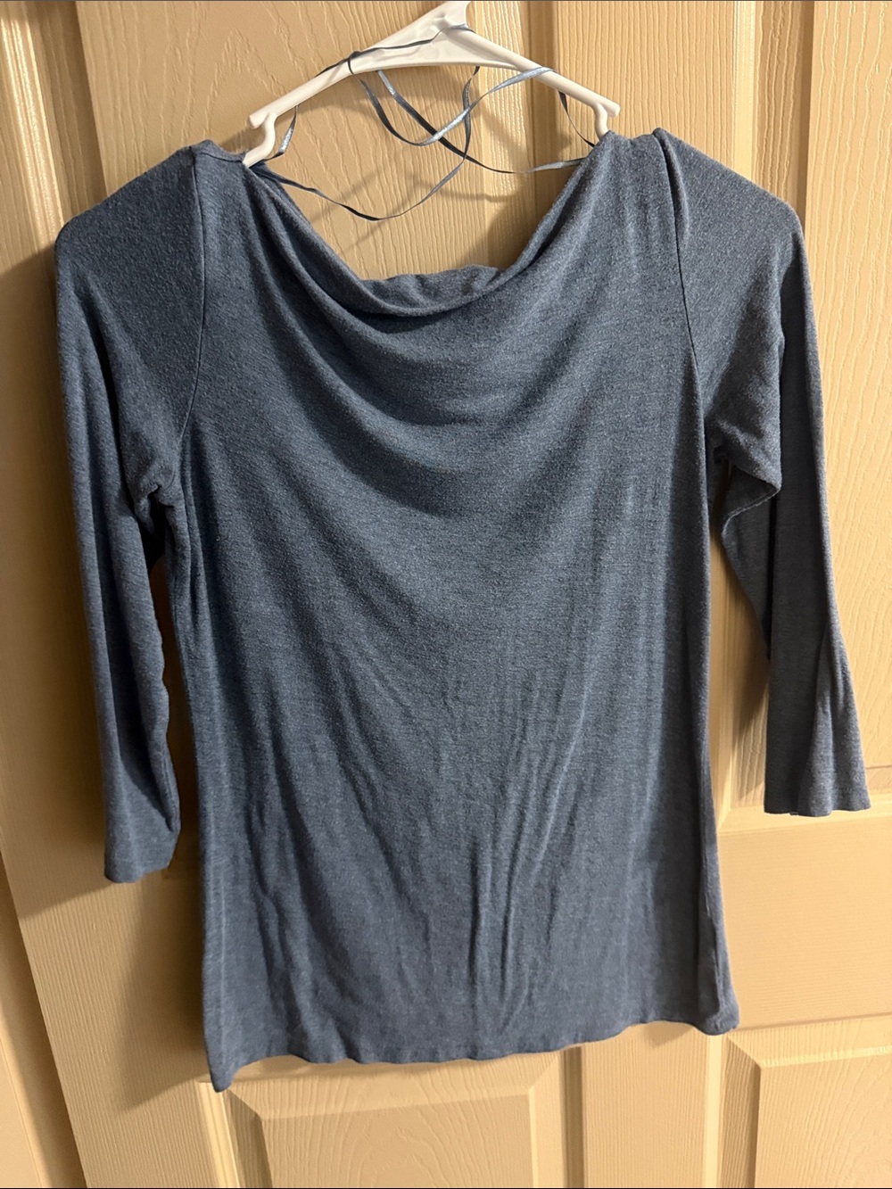 Women's Slate Gray Long Sleeve Cowl Neck Top